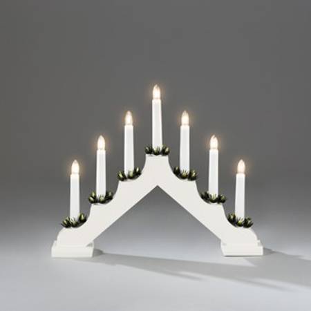Adventsstake 7 armet hvit i tre